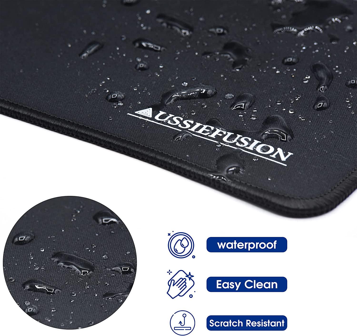 AussieFusion, AussieFusion Extended Gaming Mouse Pad 800x300x3mm XXL Desk Mat with Stitched Edges, Large Mousepad Non-Slip Rubber Base, Waterproof Mouse Mat, Keyboard Pad for Gaming and Office Black